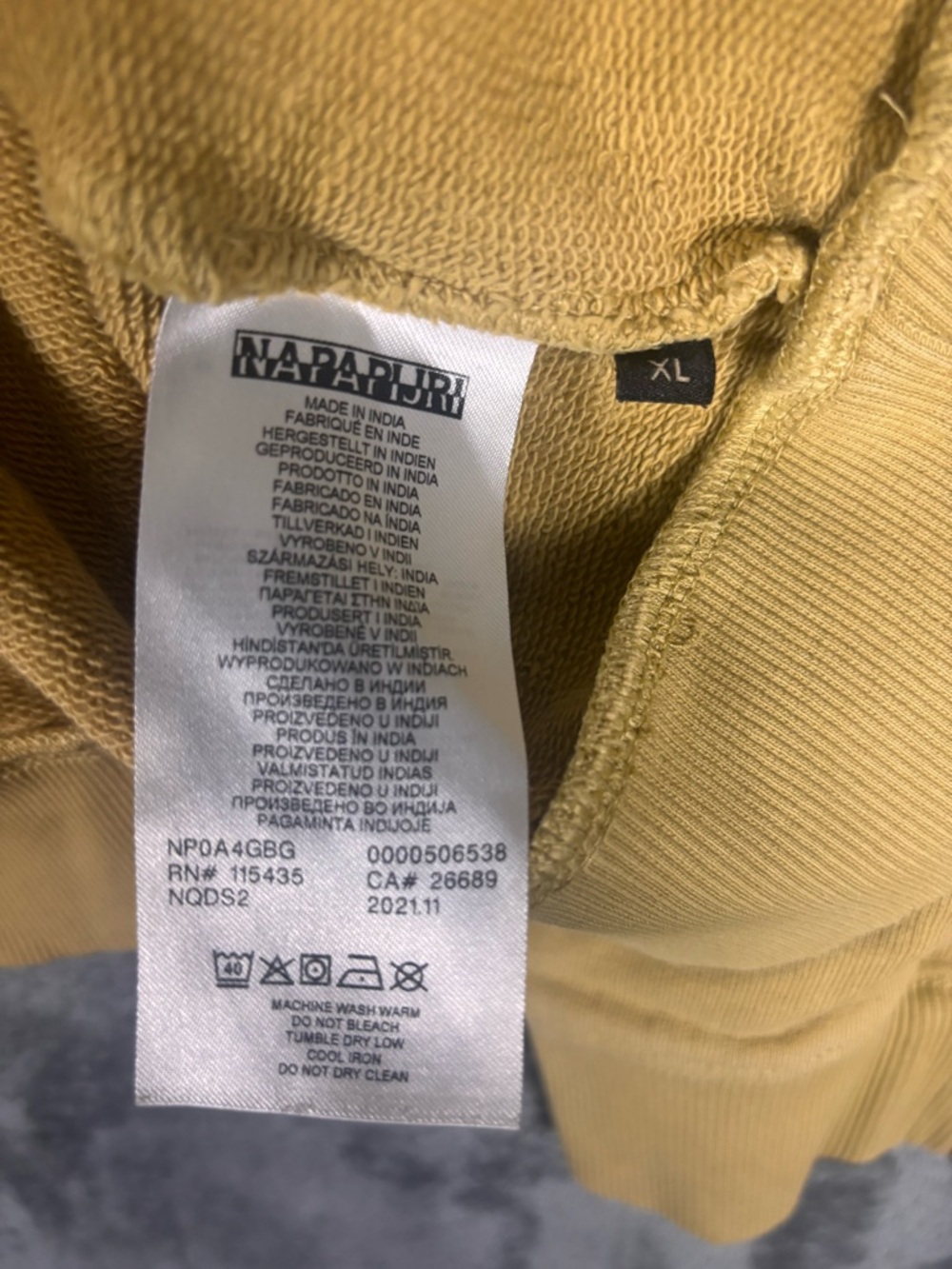 Napapijri Burgee hoodie Size XL Faded Mustard Yellow - Picture 6 of 7